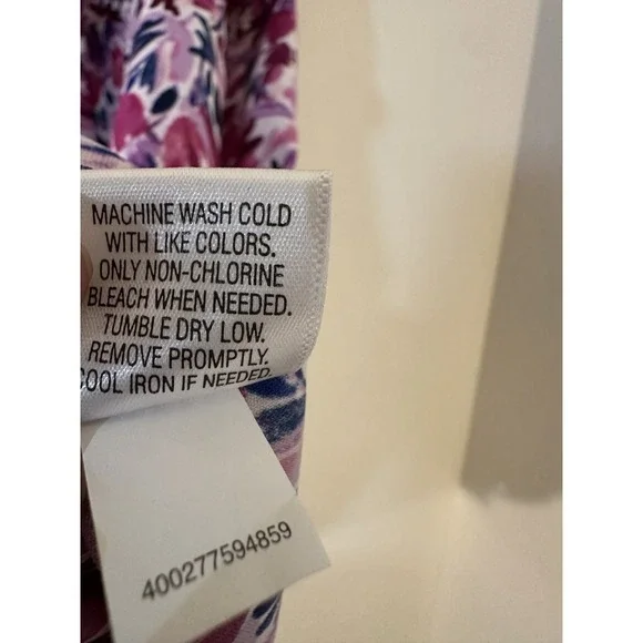 Craftt & Barrow Womans Floral Button Up Top Size 1X Short Sleeve Purple Office - Picture 7 of 12